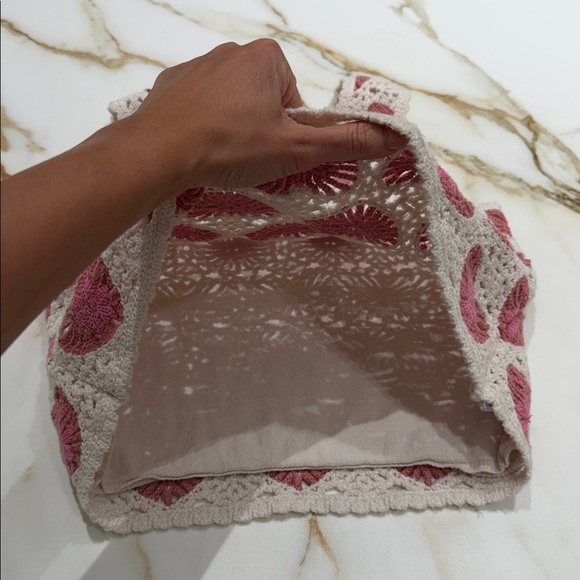 Zara Pink and Cream Crochet Tank Top - Picture 4 of 4